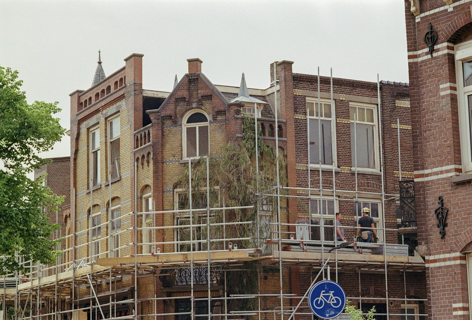 Period townhouse under refurbishment with scaffolding on the front